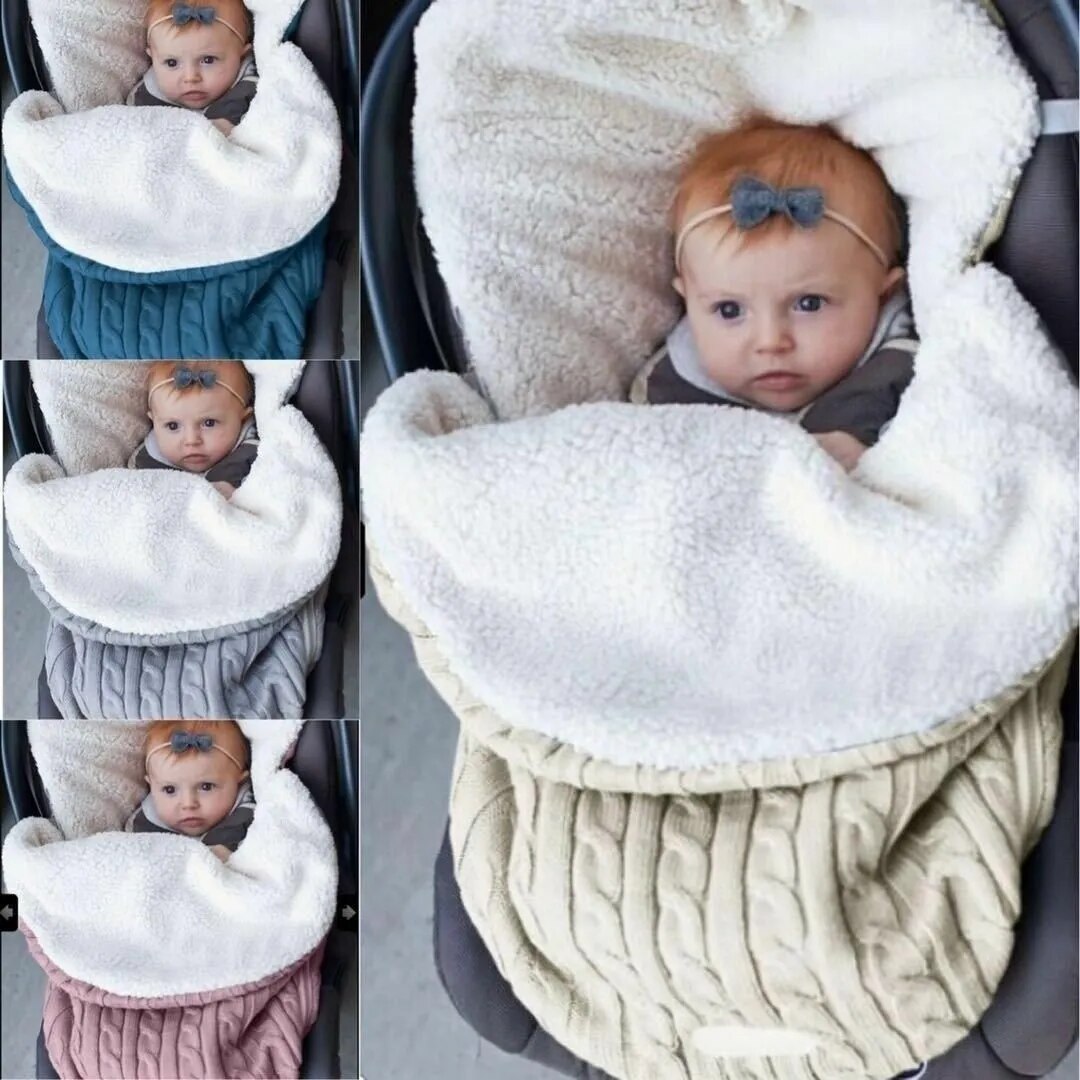 Chancelière bébé chaude pour poussette en laine tricotée – Bébé Filou